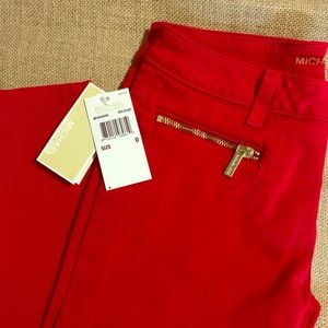 Michael Kors red denim skinny jeans